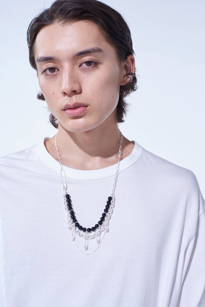 SAFETY PINS ONYX NECKLACE