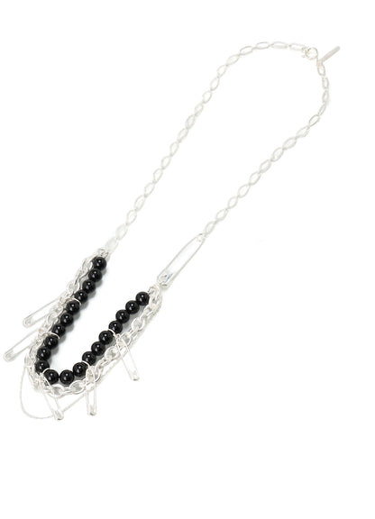 SAFETY PINS ONYX NECKLACE