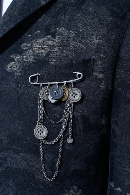 BRASS MULTI-BUTTON BROOCH