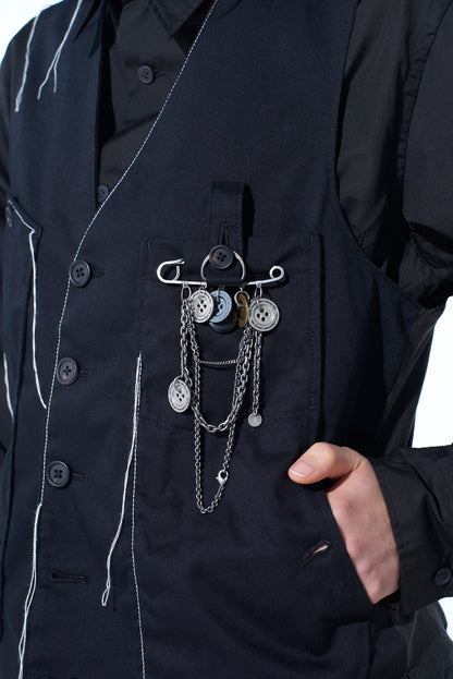 BRASS MULTI-BUTTON BROOCH