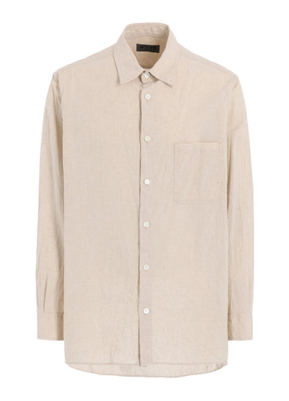 COTTON/LINEN POPLIN LOOSE-FIT REGULAR COLLAR SHIRT