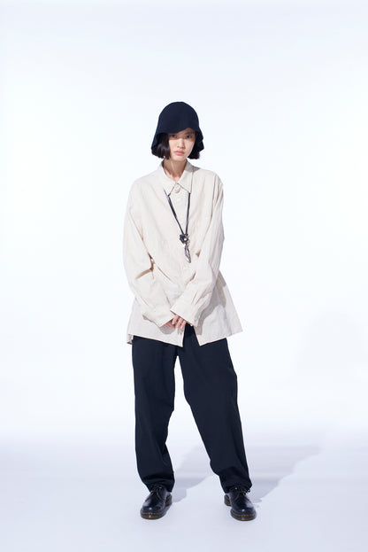 COTTON/LINEN POPLIN LOOSE-FIT REGULAR COLLAR SHIRT