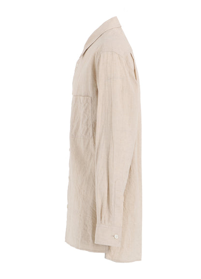 COTTON/LINEN POPLIN LOOSE-FIT REGULAR COLLAR SHIRT