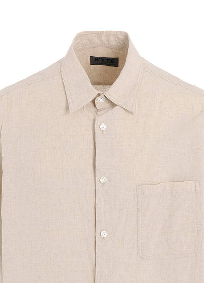 COTTON/LINEN POPLIN LOOSE-FIT REGULAR COLLAR SHIRT