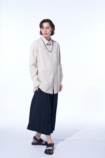 COTTON/LINEN POPLIN LOOSE-FIT REGULAR COLLAR SHIRT