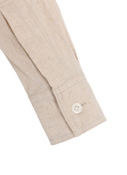COTTON/LINEN POPLIN LOOSE-FIT REGULAR COLLAR SHIRT