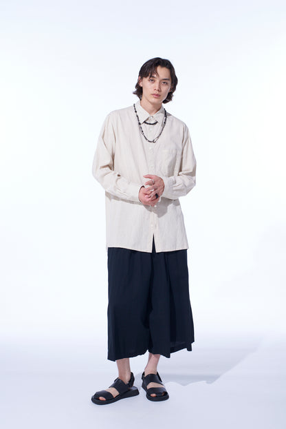 COTTON/LINEN POPLIN LOOSE-FIT REGULAR COLLAR SHIRT