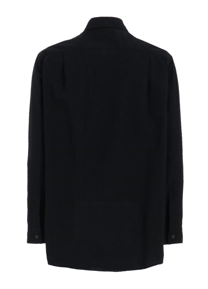 COTTON/LINEN POPLIN LOOSE-FIT REGULAR COLLAR SHIRT