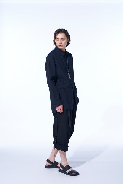 COTTON/LINEN POPLIN LOOSE-FIT REGULAR COLLAR SHIRT