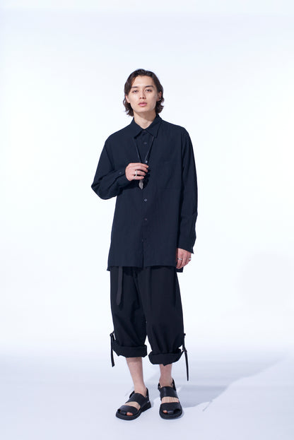 COTTON/LINEN POPLIN LOOSE-FIT REGULAR COLLAR SHIRT