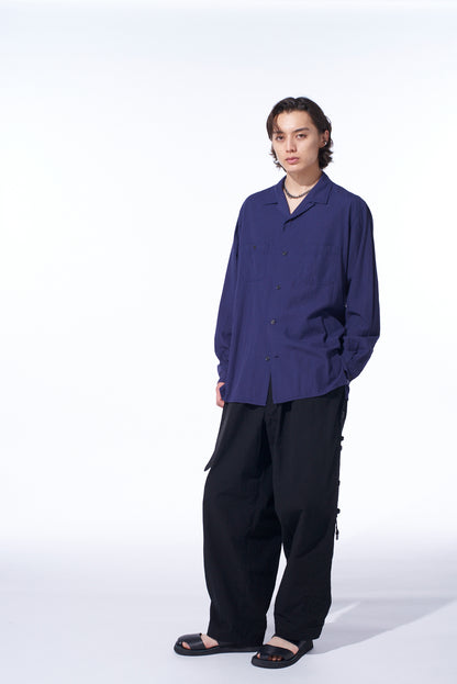 BROADCLOTH CHAMBRAY LOOSE-FIT OPEN COLLAR SHIRT