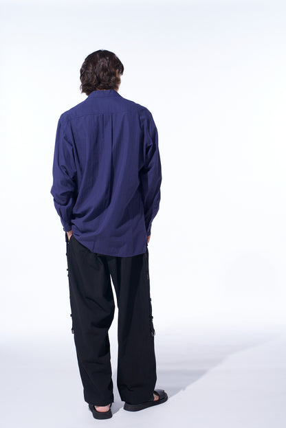 BROADCLOTH CHAMBRAY LOOSE-FIT OPEN COLLAR SHIRT