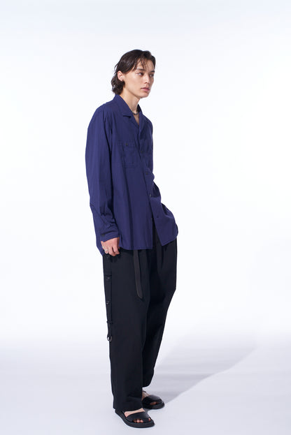 BROADCLOTH CHAMBRAY LOOSE-FIT OPEN COLLAR SHIRT