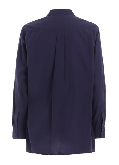 BROADCLOTH CHAMBRAY LOOSE-FIT OPEN COLLAR SHIRT