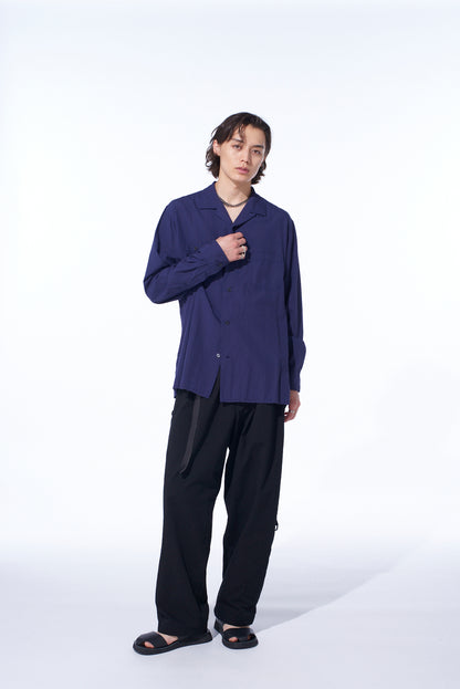 BROADCLOTH CHAMBRAY LOOSE-FIT OPEN COLLAR SHIRT