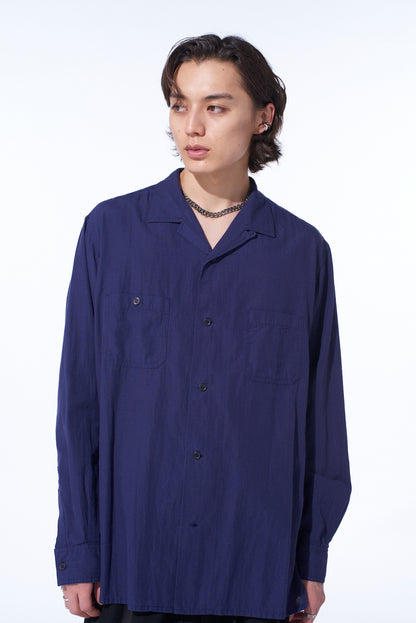 BROADCLOTH CHAMBRAY LOOSE-FIT OPEN COLLAR SHIRT