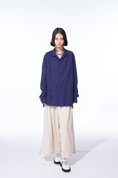BROADCLOTH CHAMBRAY LOOSE-FIT OPEN COLLAR SHIRT