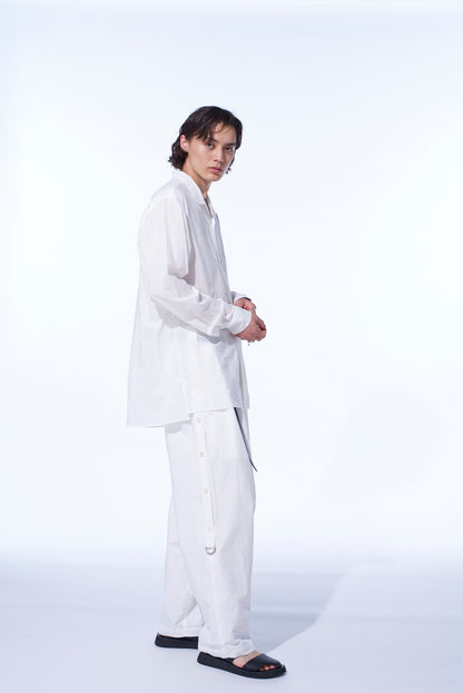 COTTON SILK LOAN LOOSE-FIT OPEN COLLAR SHIRT