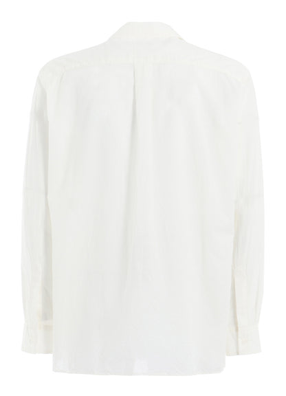 COTTON SILK LOAN LOOSE-FIT OPEN COLLAR SHIRT