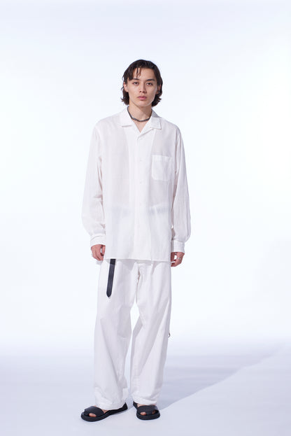 COTTON SILK LOAN LOOSE-FIT OPEN COLLAR SHIRT