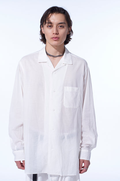 COTTON SILK LOAN LOOSE-FIT OPEN COLLAR SHIRT