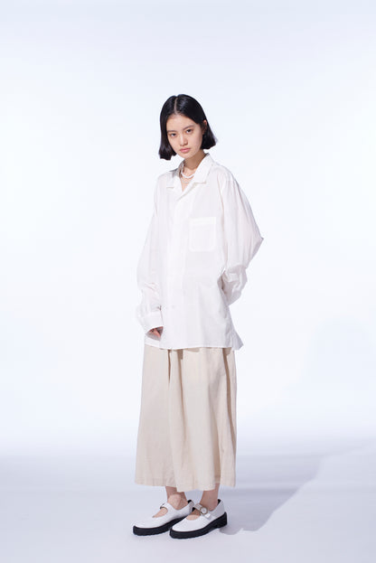 COTTON SILK LOAN LOOSE-FIT OPEN COLLAR SHIRT