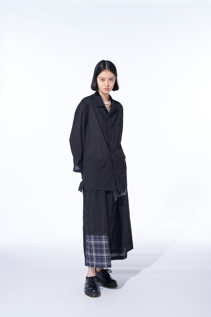 COTTON SILK LOAN LOOSE-FIT OPEN COLLAR SHIRT