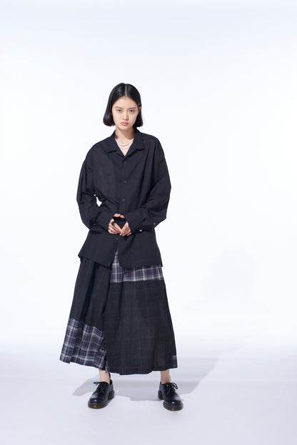 COTTON SILK LOAN LOOSE-FIT OPEN COLLAR SHIRT