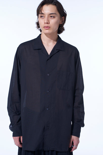 COTTON SILK LOAN LOOSE-FIT OPEN COLLAR SHIRT