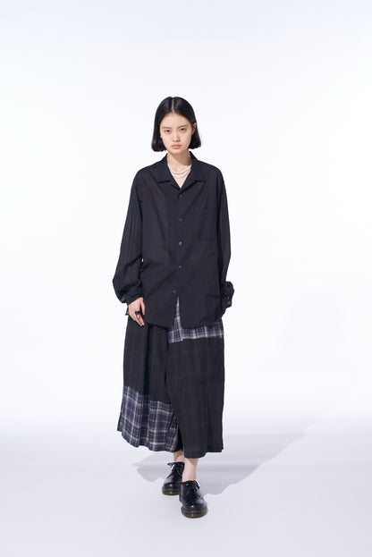 COTTON SILK LOAN LOOSE-FIT OPEN COLLAR SHIRT