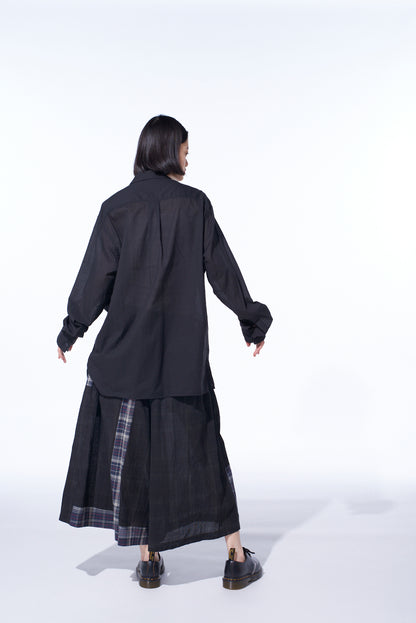 COTTON SILK LOAN LOOSE-FIT OPEN COLLAR SHIRT