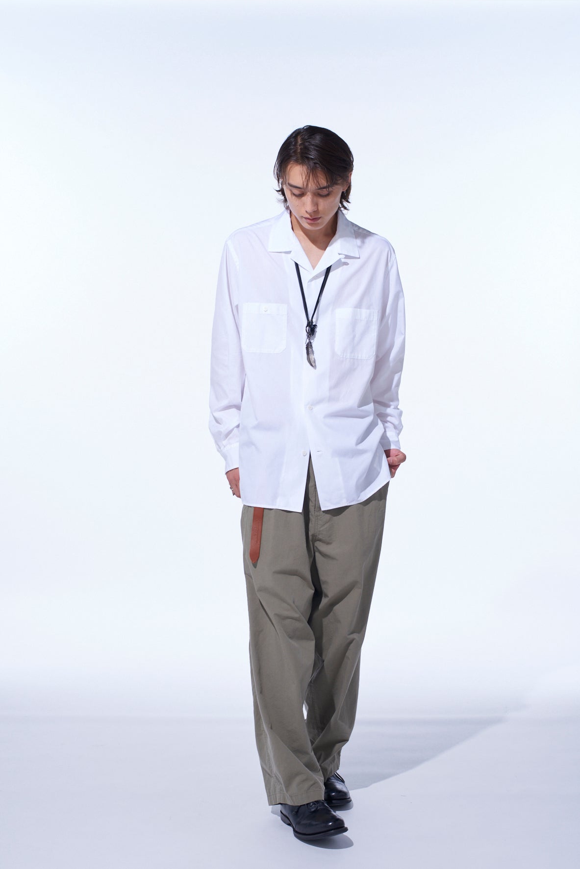 COTTON BROAD LOOSE-FIT OPEN COLLAR SHIRT