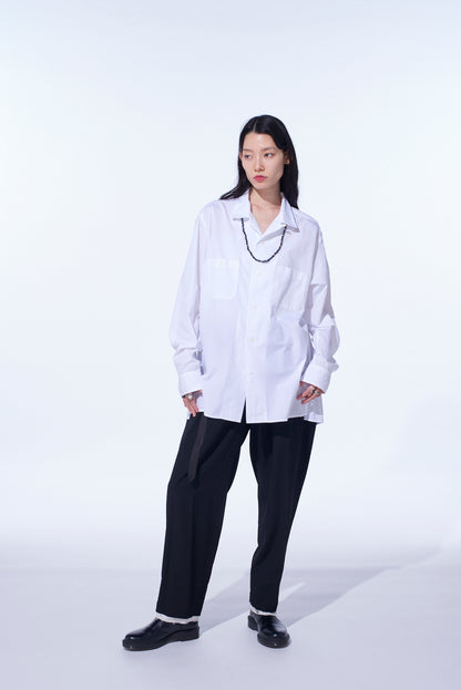 COTTON BROAD LOOSE-FIT OPEN COLLAR SHIRT