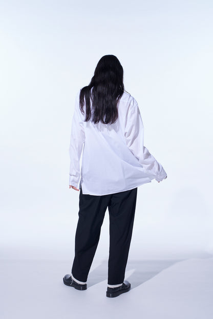 COTTON BROAD LOOSE-FIT OPEN COLLAR SHIRT