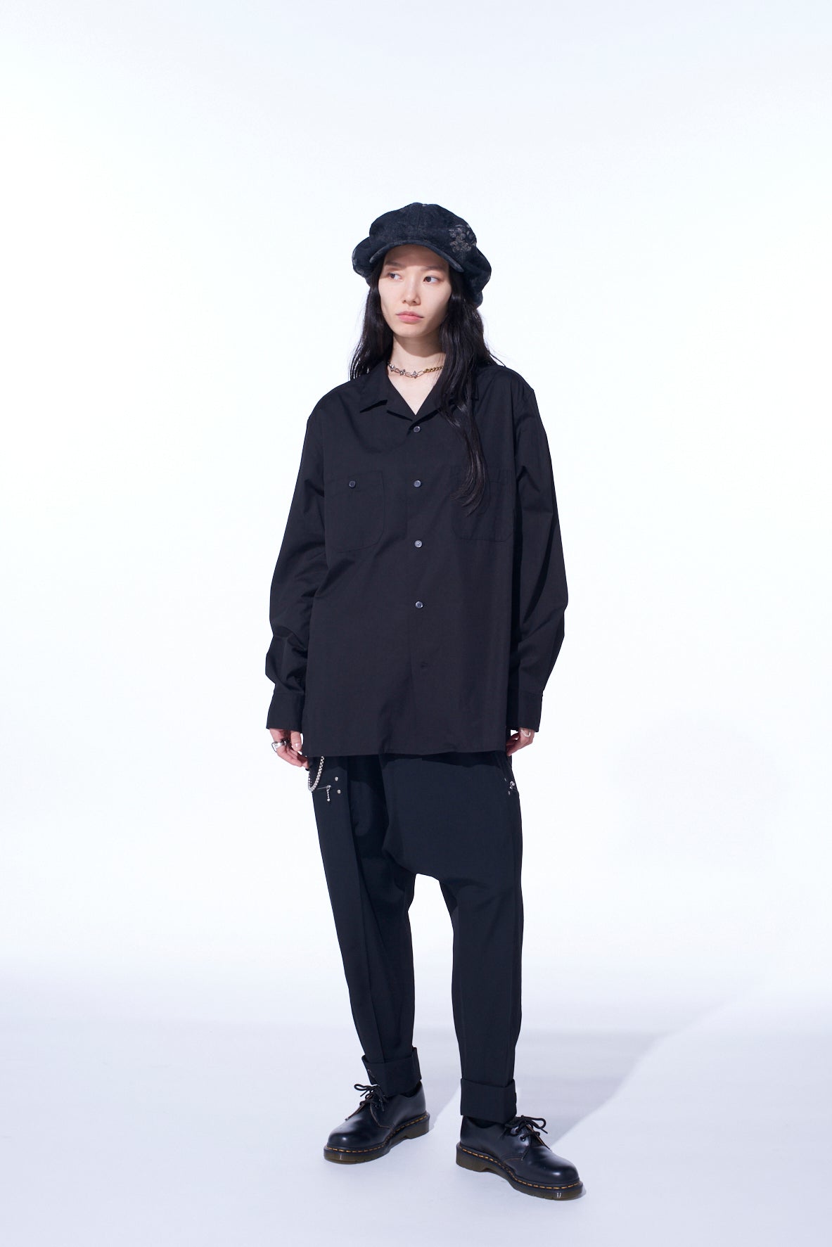 COTTON BROAD LOOSE-FIT OPEN COLLAR SHIRT