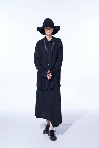 RAYON TWILL LOOSE FIT STAND COLLAR SHIRT