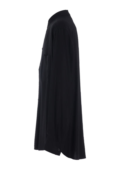 RAYON TWILL LOOSE FIT STAND COLLAR SHIRT