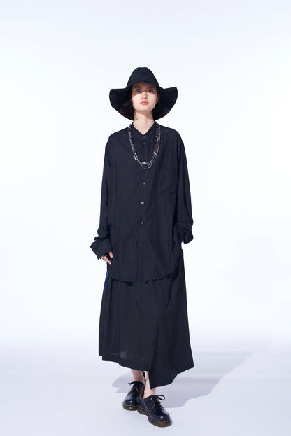 RAYON TWILL LOOSE FIT STAND COLLAR SHIRT