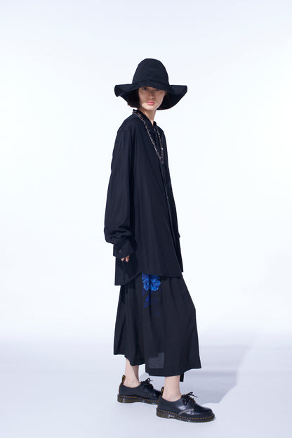 RAYON TWILL LOOSE FIT STAND COLLAR SHIRT