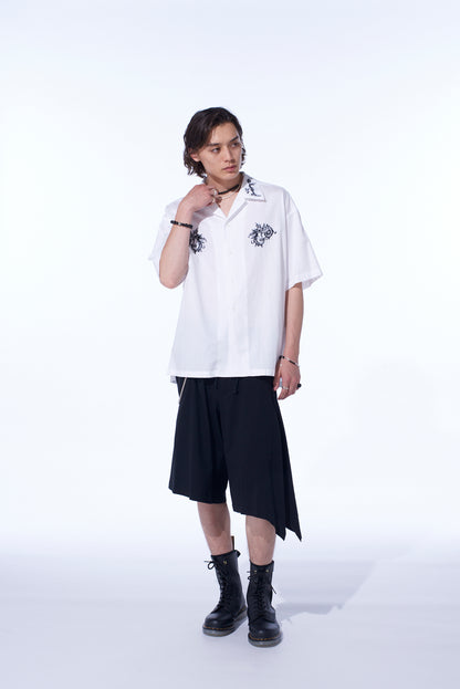 BAROQUE EMBROIDERY OPEN-COLLAR SHIRT