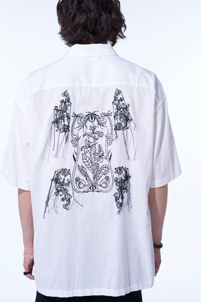 BAROQUE EMBROIDERY OPEN-COLLAR SHIRT