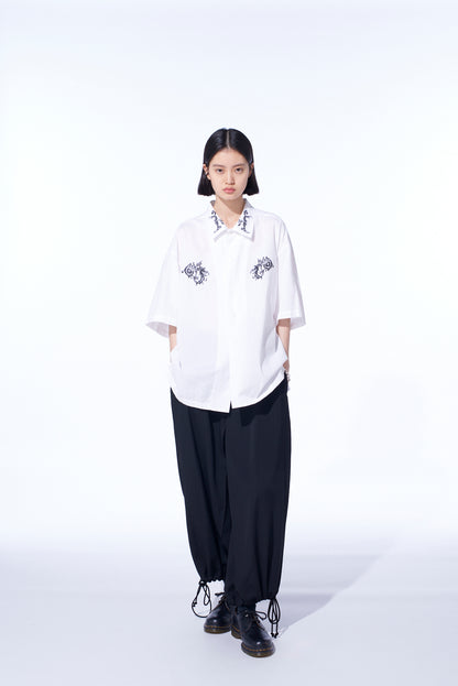 BAROQUE EMBROIDERY OPEN-COLLAR SHIRT