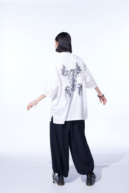 BAROQUE EMBROIDERY OPEN-COLLAR SHIRT