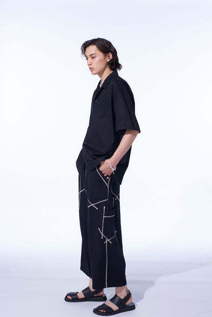 BAROQUE EMBROIDERY OPEN-COLLAR SHIRT
