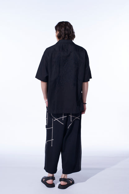 BAROQUE EMBROIDERY OPEN-COLLAR SHIRT