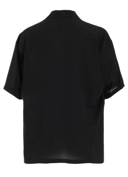 "BLUE CARNATION" COLLAGE PRINTED OPEN-COLLAR SHIRT