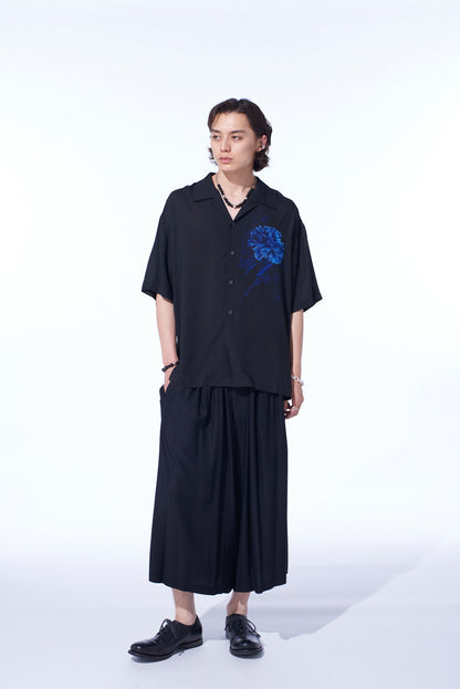 "BLUE CARNATION" COLLAGE PRINTED OPEN-COLLAR SHIRT