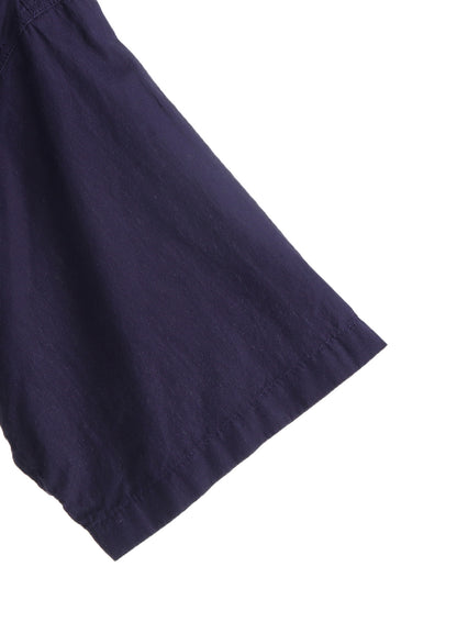 BROADCLOTH CHAMBRAY FLAP POCKETS OVERSIZED SHORT-SLEEVE SHIRT