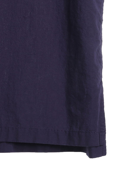 BROADCLOTH CHAMBRAY FLAP POCKETS OVERSIZED SHORT-SLEEVE SHIRT