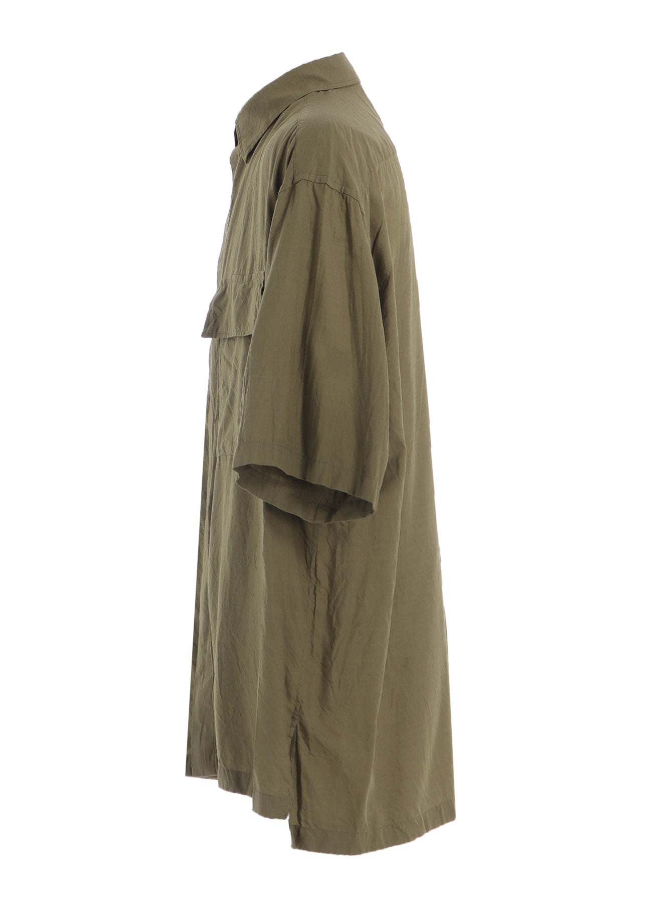 COTTON/CELLULOSE BROAD FLAP POCKETS OVERSIZED SHORT-SLEEVE SHIRT
